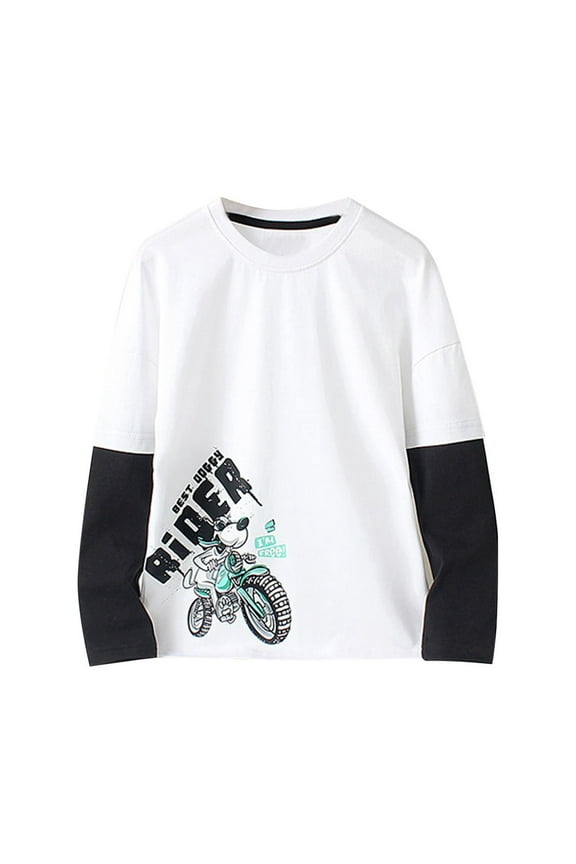 Children's Clothing Autumn New Children's Long Sleeve T Shirt Big Children Cartoon Color Shirt Boy Undershirt Size 5-6 Years