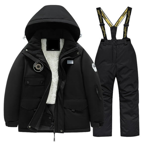 Dpytoraw Children's Ski Suit Multi Pocket Jacket And Pants Winter Windbroof Snowboarding Unisex Kid Winter Warm Snow Suits Size 8-10 Years