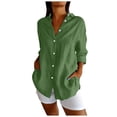 thumbnail image 1 of Dpytoraw Classic Pleated Textured Single Lapel Shirt For Women Summer Lightweight Roll Up Sleeve Button Blouses Women Shirts, 1 of 5