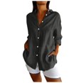 thumbnail image 1 of Dpytoraw Classic Pleated Textured Single Lapel Shirt For Women Summer Lightweight Roll Up Sleeve Button Blouses Women Shirts, 1 of 5