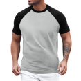thumbnail image 1 of Dpytoraw Classics Herren Raglan Contrast Tee T Shirt V-Neck T-Shirts Men Light Gray M, 1 of 3