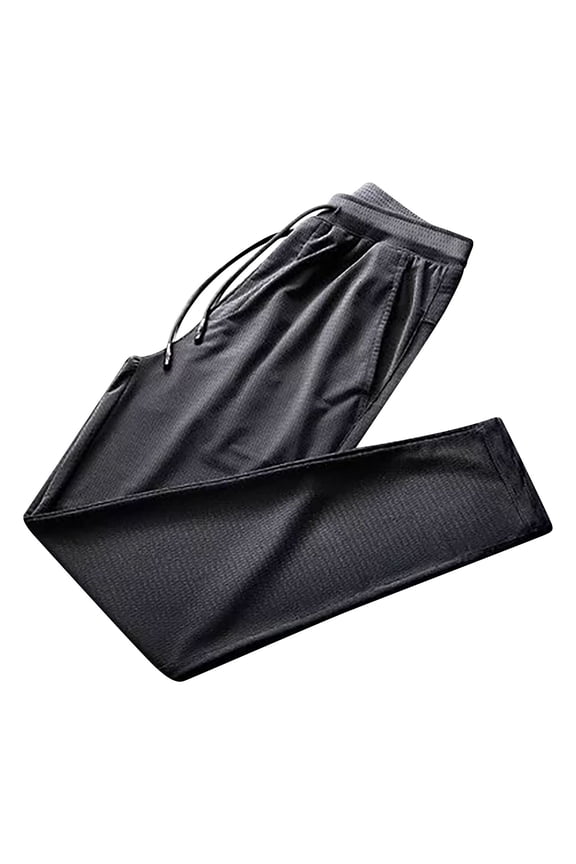 Cool Wide Pants Ice Silk Slacks Summer Thin Mesh Quick Drying Sports High Spring Wide Leg Casual Pants Black XXXL
