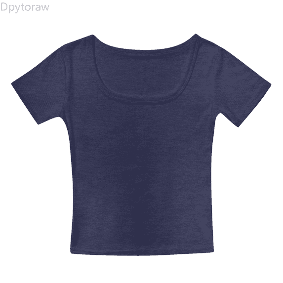 Dpytoraw Crop Tops For Girls Short Sleeve Shirt Girls Summer Tops Square Neck Slim Fit Tops Basic Tee Girl Vest Size Blue L/150