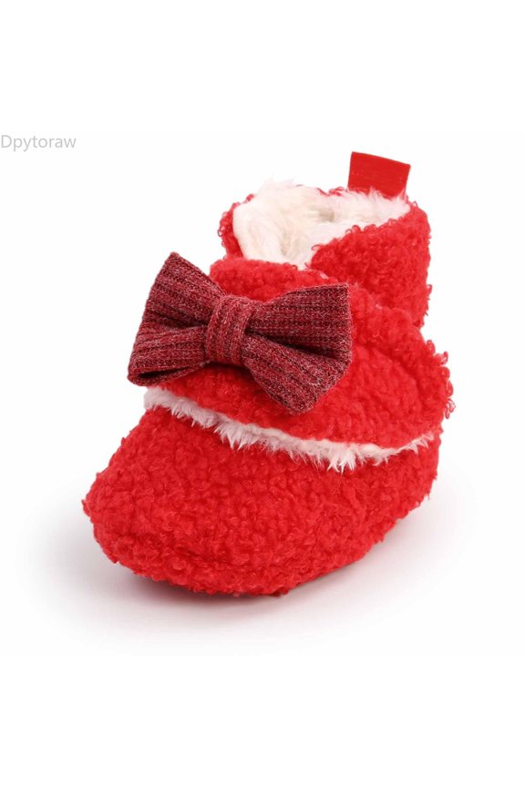 Cute Baby Booties With Bow Soft Warm Sneakers For Infants Perfect For Autumn And Winter Walking Cozy And Comfortable Footwear For Toddlers Soft Sole Infant Shoes Size 5