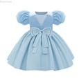 thumbnail image 1 of Dpytoraw Elegant Satin Bow Dress For Baby Girls Christening Birthday Party Gown Girls Dresses Size 3-4 Years, 1 of 3