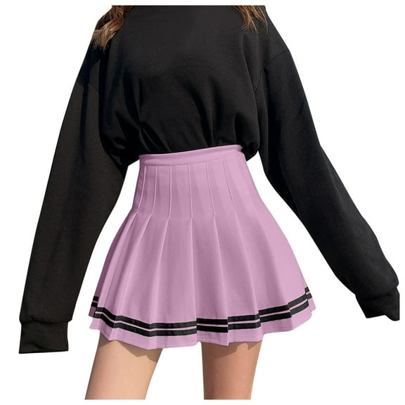 Dpytoraw Fashion Women Plaid Pleated A Line Skirt Burnout High Waist Short Skirt