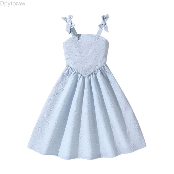 Dpytoraw Floral For Girls Elegant Smocked Waist Flowy A Line Summer Dress For Big Kids Girls Sleeveless Dresses For Wedding,Blue Size 7-8 Years
