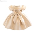 thumbnail image 1 of Dpytoraw Girl Bowknot Tutu Dress For Kids Baby Wedding Bridesmaid Birthday Party Baptism Dresses Girls Casual Summer Dresses,Beige Size 2-3 Years, 1 of 4