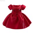 thumbnail image 1 of Dpytoraw Girl Bowknot Tutu Dress For Kids Baby Wedding Bridesmaid Birthday Party Baptism Dresses Girls Casual Summer Dresses,Red Size 12-18 Months, 1 of 4
