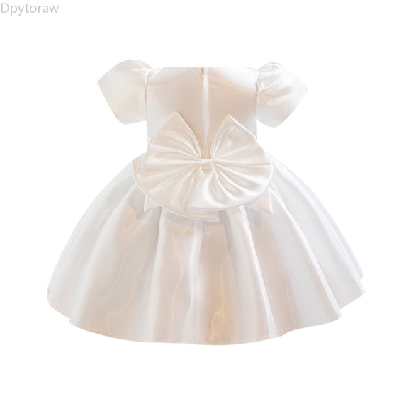 Dpytoraw Girl Bowknot Tutu Dress For Kids Baby Wedding Bridesmaid Birthday Party Baptism Dresses Girls Casual Summer Dresses,White Size 12-18 Months