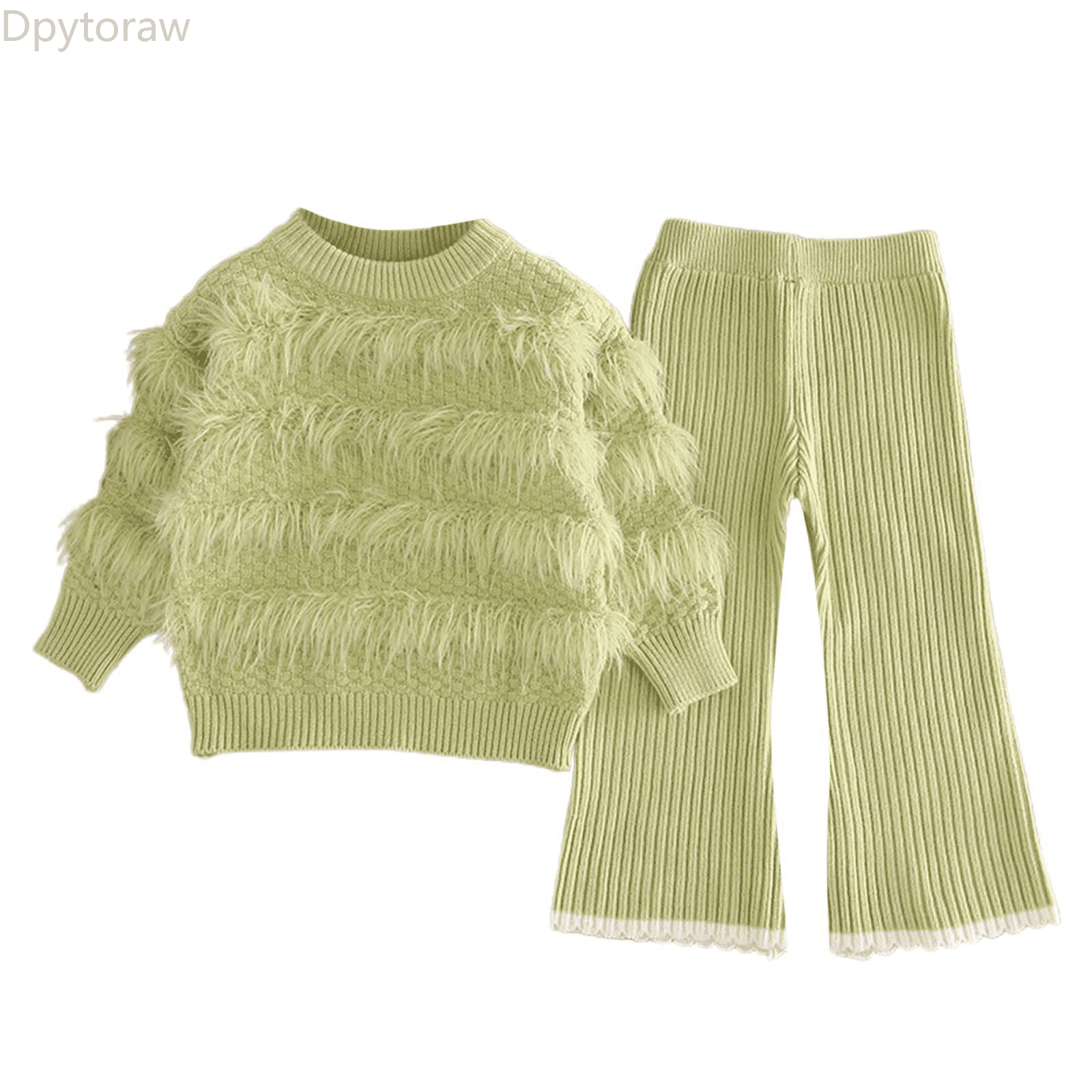 Dpytoraw Girl's 2 Piece Outfits Long Sleeve Knit Pullover Sweater Tops ...