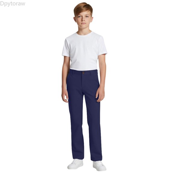 Dpytoraw Girls And Boys Zipper Style Pants Kids Dress Pants High Stretchy With Pockets Size 5 16 Years Boys Uniform Pants Size 15-16 Years