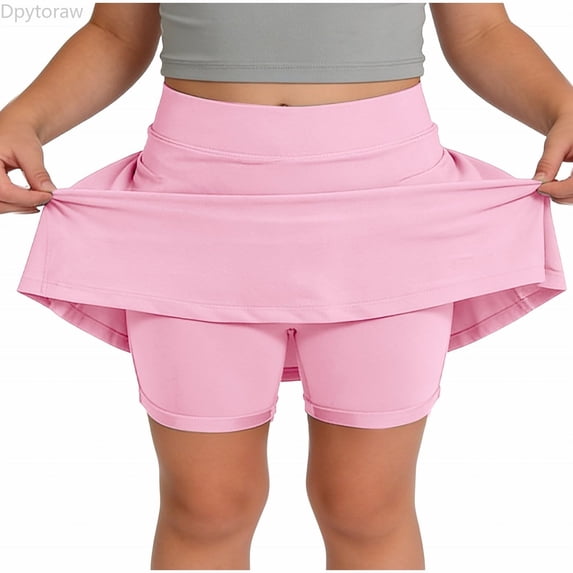 Dpytoraw Girls Athletic Skort With Shorts And Pockets For Tennis Cheerleading Play Comfort Stretch Fabric Girls Dresses Size 4-5 Years