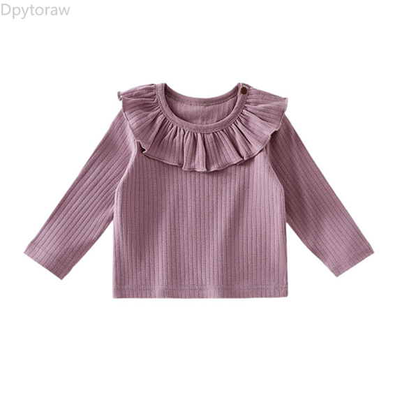 Dpytoraw Girls' Autumn Lace Collar Innerwear Baby Spring And Autumn Pure Top T Shirt Children's Fresh Outerwear Base Layer Girls Tee Size Purple 9-12 Months