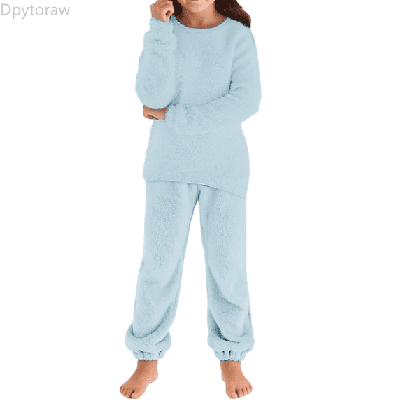 Dpytoraw Girls Autumn Winter Knitwear Cozy Loose Fit Long Sleeve Pullover Sweater And Pants Outfits For Toddlers And Kids Winter toddler girl outfits Size Blue 15-16 years