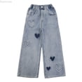 thumbnail image 1 of Dpytoraw Girls Baggy Jeans Distressed Denim Pants Elastic Waist Wide Leg Jeans for Girls Kids Loose Fit Size 4-5 Years, 1 of 5