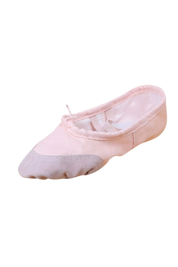 Girls Ballet Elastic Band Dance Shoes Canvas Gymnastics Flats Split Sole Shoes Baby Walking Shoes Size Pink 4.5-5 Years