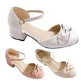 thumbnail image 1 of Dpytoraw Girls Bow Ankle Strap Low Heel Mary Jane Shoes, Little/Big Kids Dress Shoes for Weddings, Parties & School Events Sizes 2.5, 1 of 5
