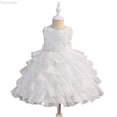 thumbnail image 1 of Dpytoraw Girls Bow Layered Lace Birthday Party Pageant Dress Toddler Flower Girl Wedding Bridesmaid Prom Gowns Girls Floral Dresses Size 4-5 Years, 1 of 5