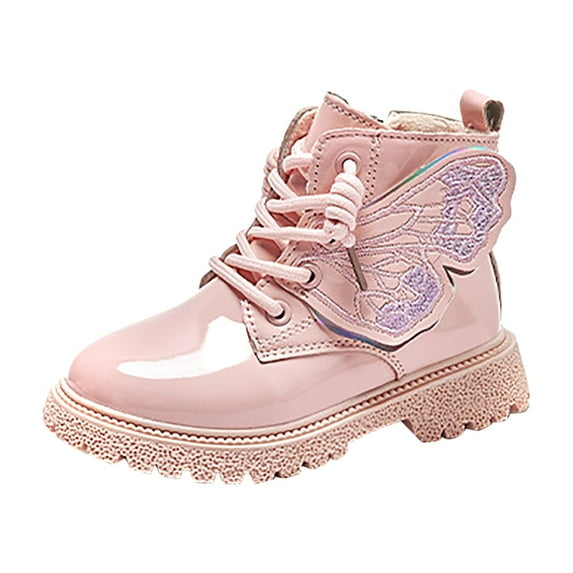 Dpytoraw Girls Butterfly Decoration Lace Shoes Fashion Mesh Lace Boots Non Breathable Boots Size 3-3.5 Years
