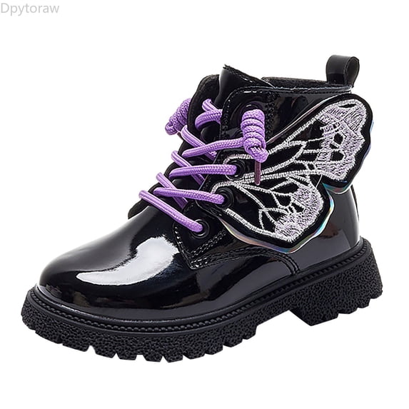 Dpytoraw Girls Butterfly Decoration Lace Shoes Fashion Mesh Lace Boots Non Slip Breathable Nude Boots Lightweight Girls Athletic Shoes Size 8.5