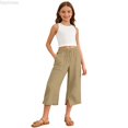 thumbnail image 1 of Dpytoraw Girls Casual Ponte Pants, Solid Loose Fit Half Length Trousers Soft Waistband Easy Care Yellow Size 13-14 Years, 1 of 6