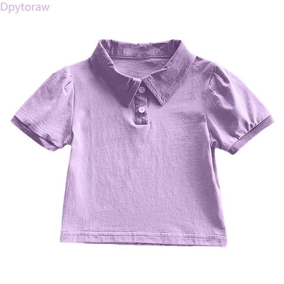 Dpytoraw Girls Casual Shirt Fashion Contrast Color Short Sleeve Collar Shirt For Toddler Kids Spring Summer Beach School Party Outfit Summer Girl Tops Size Purple 12-18 Months