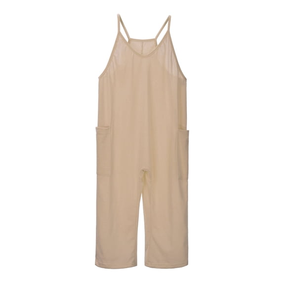 Dpytoraw Girls Casual Sleeveless Jumpsuits Spaghetti Strap Loose Overalls Rompers Long Pants With Pocket 1 Piece Overalls Size 8-9 Years