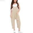 thumbnail image 1 of Dpytoraw Girls' Casual Sleeveless Jumpsuits Spaghetti Strap Loose Romper Long Pants with Pockets Size 4-5 Years, 1 of 5