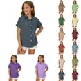 thumbnail image 1 of Dpytoraw Girls Classic Solid Color Short Sleeve Blouse,Comfort Casual Everyday Fashion Tops Size 15-16 Years, 1 of 5
