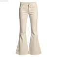 thumbnail image 1 of Dpytoraw Girls Comfortable Flare Leg Pants Soft Elastic Waist Easy Care Everyday Trousers Beige Size 5-6 Years, 1 of 4
