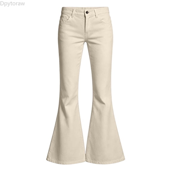 Dpytoraw Girls Comfortable Flare Leg Pants Soft Elastic Waist Easy Care Everyday Trousers Beige Size 5-6 Years