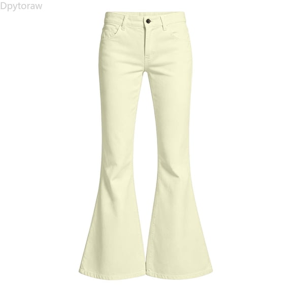 Dpytoraw Girls Comfortable Flare Leg Pants Soft Elastic Waist Easy Care Everyday Trousers Yellow Size 11-12 Years