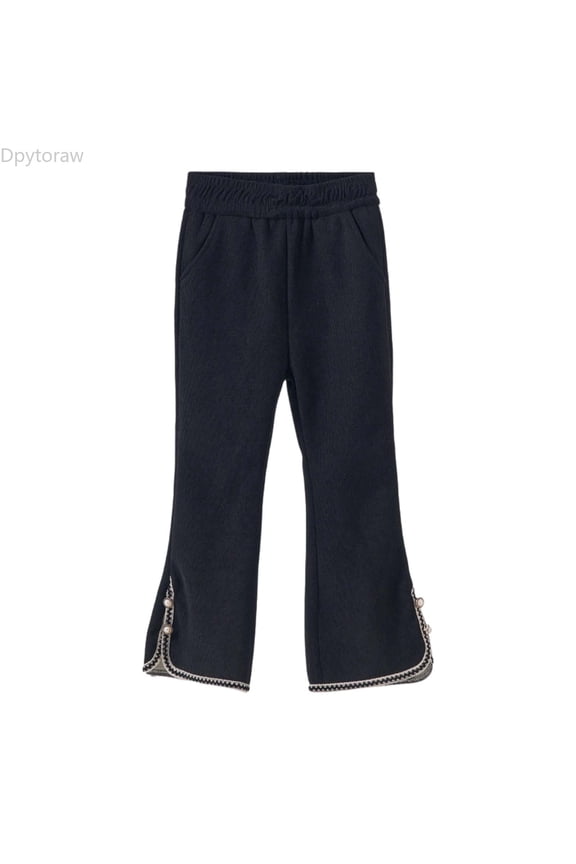 Girls Corduroy Pants Flared Leg With Side Slits Soft Warm Winter Trousers Comfortable Casual Wide Leg Pants For Toddler Kids Girls Fleece Pants Size 3-4 Years