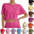 thumbnail image 1 of Dpytoraw Girls Crew Neck Short Sleeve Crop Tops,Slim Fit Basic Summer Casual Tee Size 11-12 years, 1 of 4