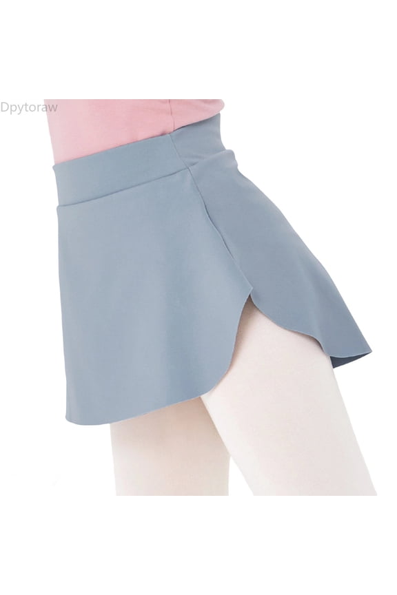 Girls Dance Skirt Ballet Practice Wrap Side Slit Elastic Waist Shaping Tutu For Performance And Class Girls Skirts Summer,Gray Size 8-12 Years