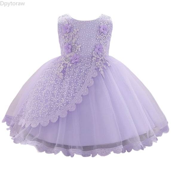 Dpytoraw Girls Dress Baby Dress Bowknot Infant Christening Gown Perfect For Everyday Wear 3 12 Years Kids Clothing Girls Sleeveless Sundresses,Purple Size 6-12 Months