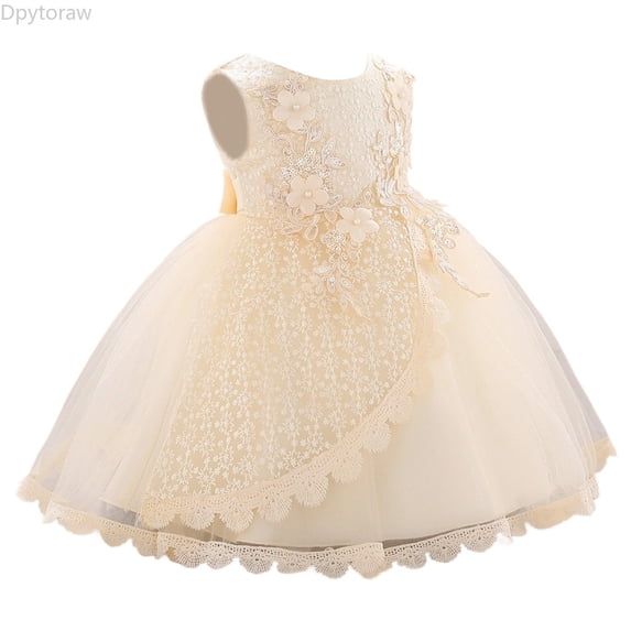 Dpytoraw Girls Dress Baby Dress Bowknot Infant Christening Gown Perfect For Everyday Wear 3 12 Years Kids Clothing Girls Sleeveless Sundresses,Yellow Size 12-18 Months