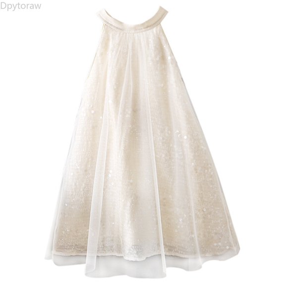 Dpytoraw Girls Dresses French Style Mesh Sleeveless Dress With Sequins For Daily Wear Spring Summer Outfits Age 3 8 Years Girls Summer Dresses Size 2-4 Years