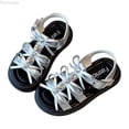 thumbnail image 1 of Dpytoraw Girls Fashion Sandals With Bow Design Adjustable Straps For Toddler Kids Casual Outdoor Spring Summer Fall Childrens Flat Sole Sandals Size 1-2 Years, 1 of 4
