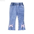 thumbnail image 1 of Dpytoraw Girls Flared Denim Pants Elastic Waist Stretchy Slim Jeans Size 12-18 Months, 1 of 5