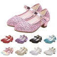 thumbnail image 1 of Dpytoraw Girls Glitter Low Heel Mary Jane Shoes, Little/Big Kids Princess Dress Shoes for Weddings & Parties Sizes 1.5, 1 of 5