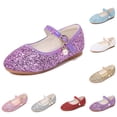 thumbnail image 1 of Dpytoraw Girls Glitter Mary Jane Flats, Little/Big Kids Princess Dress Shoes with Pearl Charm Sizes 1, 1 of 5