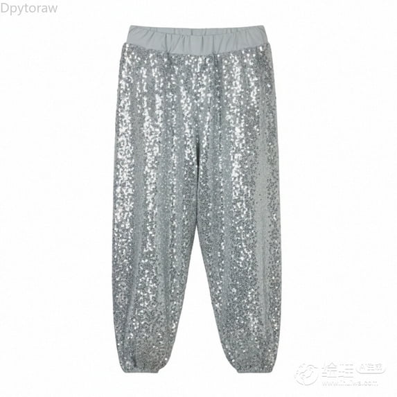 Dpytoraw Girls Glitter Sequin Cargo Jogger Pants With Elastic Waistband For Dance Performance Skateboard Hip Hop Casual Wear And Party Outfit Girls Pants Size 11-12 Years