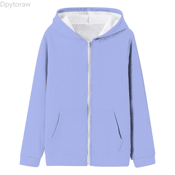 Dpytoraw Girls Hooded Zip Up Sweatshirt Outerwear Casual Fall Jacket For Teen Youth Girls Top Size Purple 6-7 Years