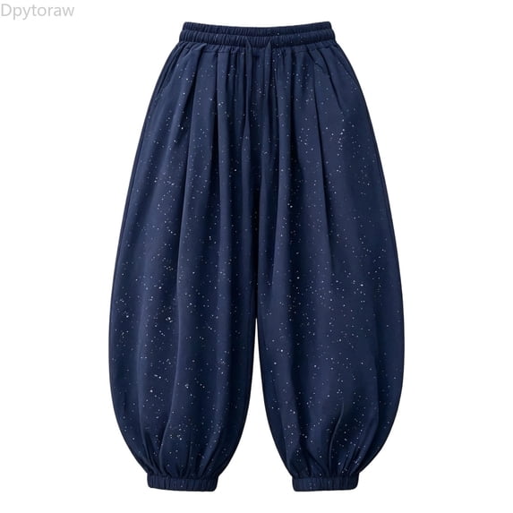 Dpytoraw Girls Lightweight Balloon Pants Breathable Trousers for Playful Activities Blue Size 3-4 Years