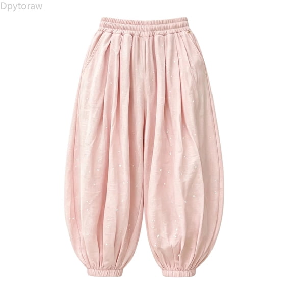 Dpytoraw Girls Lightweight Balloon Pants Breathable Trousers for Playful Activities Pink Size 10-12 Years