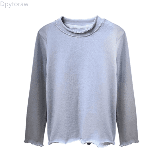 Dpytoraw Girls Long Sleeve Solid Color Basic Tee Soft Comfortable Casual Tops For Toddler Kids Winter Fall Layering Girls Tee Size Blue 3-4 Years
