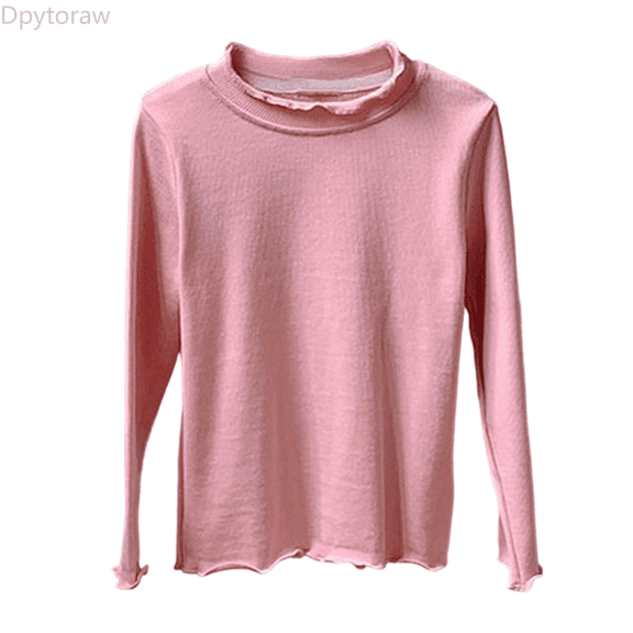 Dpytoraw Girls Long Sleeve Solid Color Basic Tee Soft Comfortable Casual Tops For Toddler Kids Winter Fall Layering Girls Tee Size Pink 3-4 Years