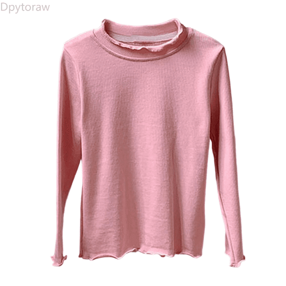 Dpytoraw Girls Long Sleeve Solid Color Basic Tee Soft Comfortable Casual Tops For Toddler Kids Winter Fall Layering Girls Tee Size Pink 9-10 Years